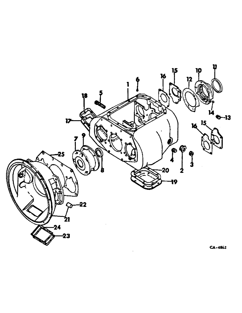 Схема запчастей Case IH 4586 - (07-05) - DRIVE TRAIN, TRANSMISSION HOUSING AND CLUTCH HOUSING (04) - Drive Train