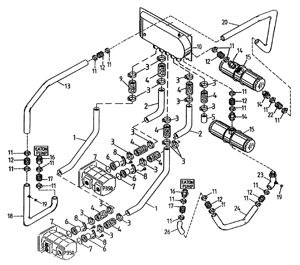 Схема запчастей Case IH 7700 - (B05[30A]) - HYDRAULIC SUCTION LINES {TANDEM TRANSMISSION} {108/125/6CT PRIMARY VARIABLE EXTRACTOR} Hydraulic Components & Circuits