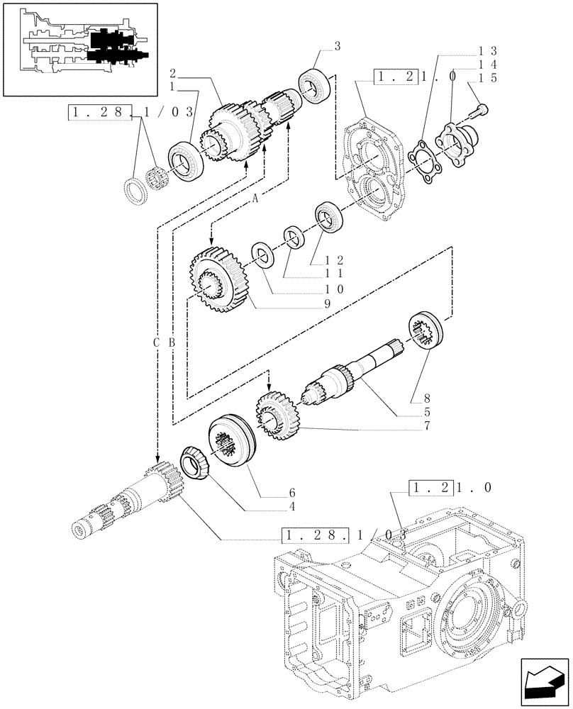 Схема запчастей Case IH MAXXUM 110 - (1.32.1/03) - TRANSMISSION 12X12 (30 KM/H) - REDUCTION GEAR (VAR.330245) (03) - TRANSMISSION