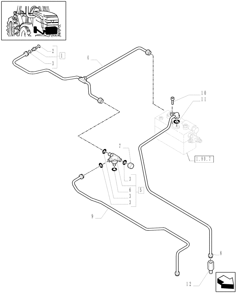 Схема запчастей Case IH MAXXUM 110 - (1.29.7/11) - 63 L/MIN FIXED DISPLACEMENT PUMP FOR EDC AND 24X24 - GEARBOX LUBRICATION PIPING (VAR.330824) (03) - TRANSMISSION