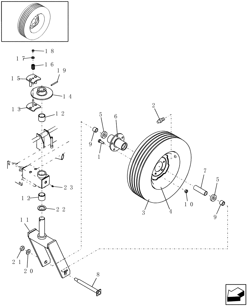 Схема запчастей Case IH WRX301 - (44.100.01) - CASTOR WHEEL WITH FRICTION BRAKE (44) - WHEELS