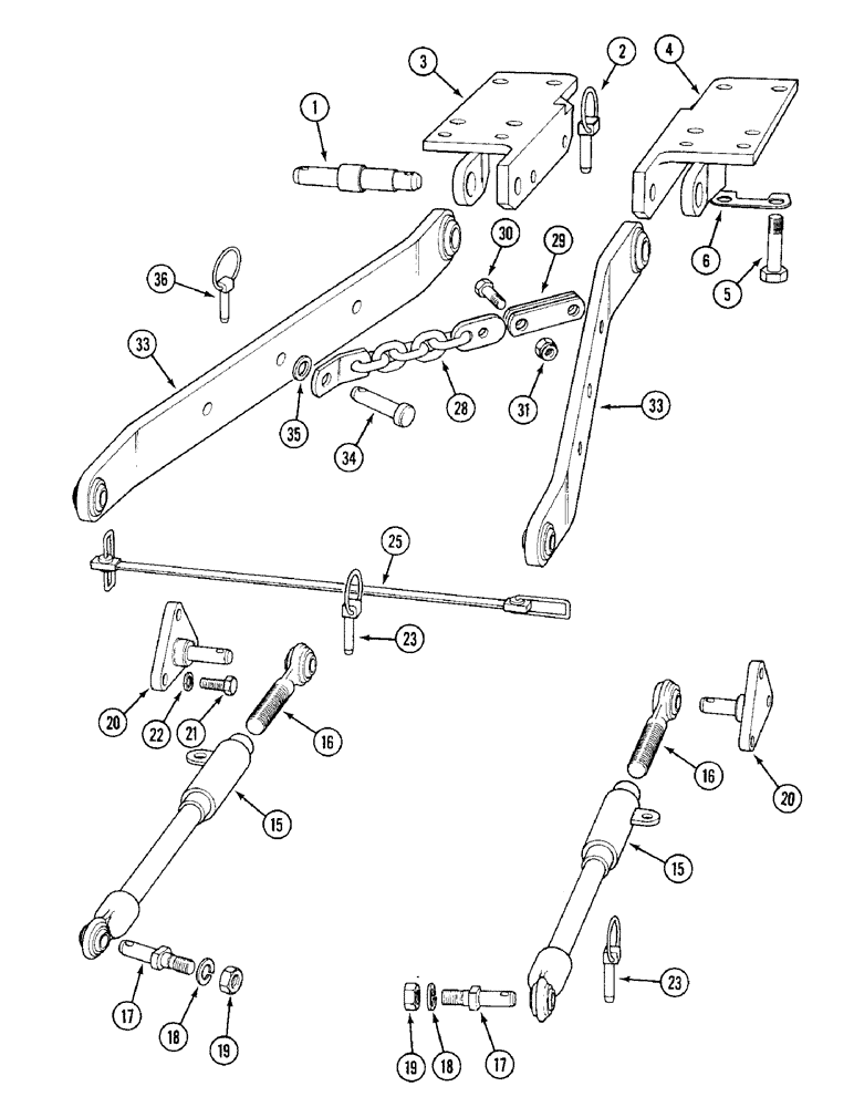 Схема запчастей Case IH 1394 - (9-374) - LOWER LINKS AND STABILIZER BARS AND HITCH BRACKETS (09) - CHASSIS/ATTACHMENTS