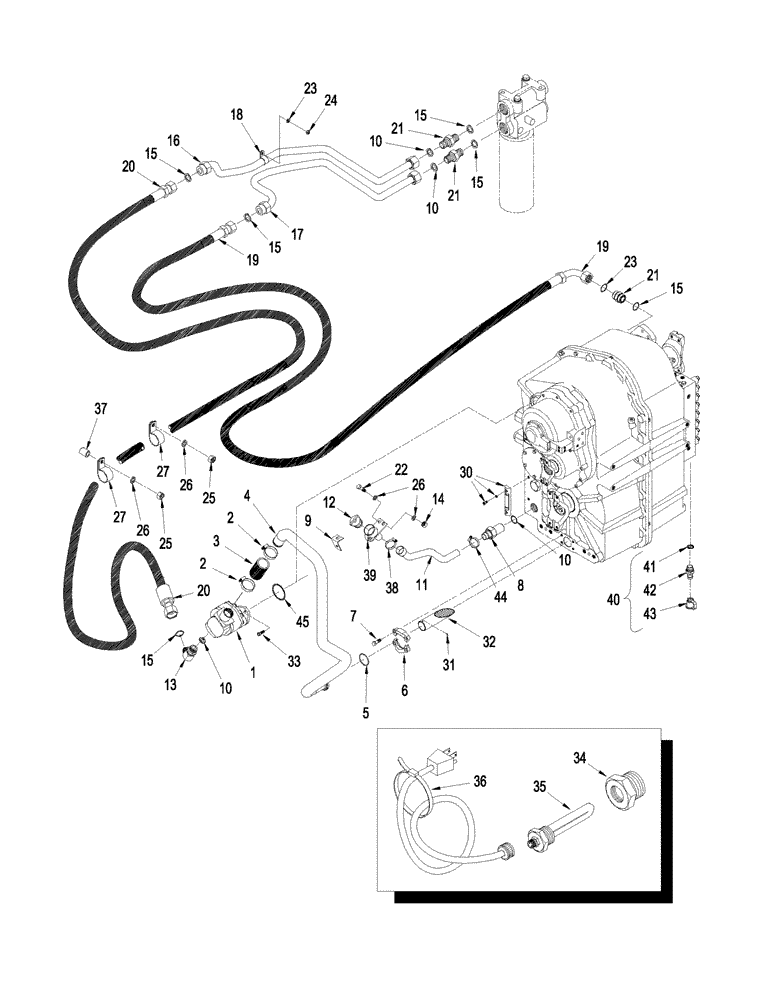 Схема запчастей Case IH STEIGER 385 - (06-32) - TRANSMISSION - LUBRICATION, WITH POWER SHIFT TRANSMISSION (06) - POWER TRAIN