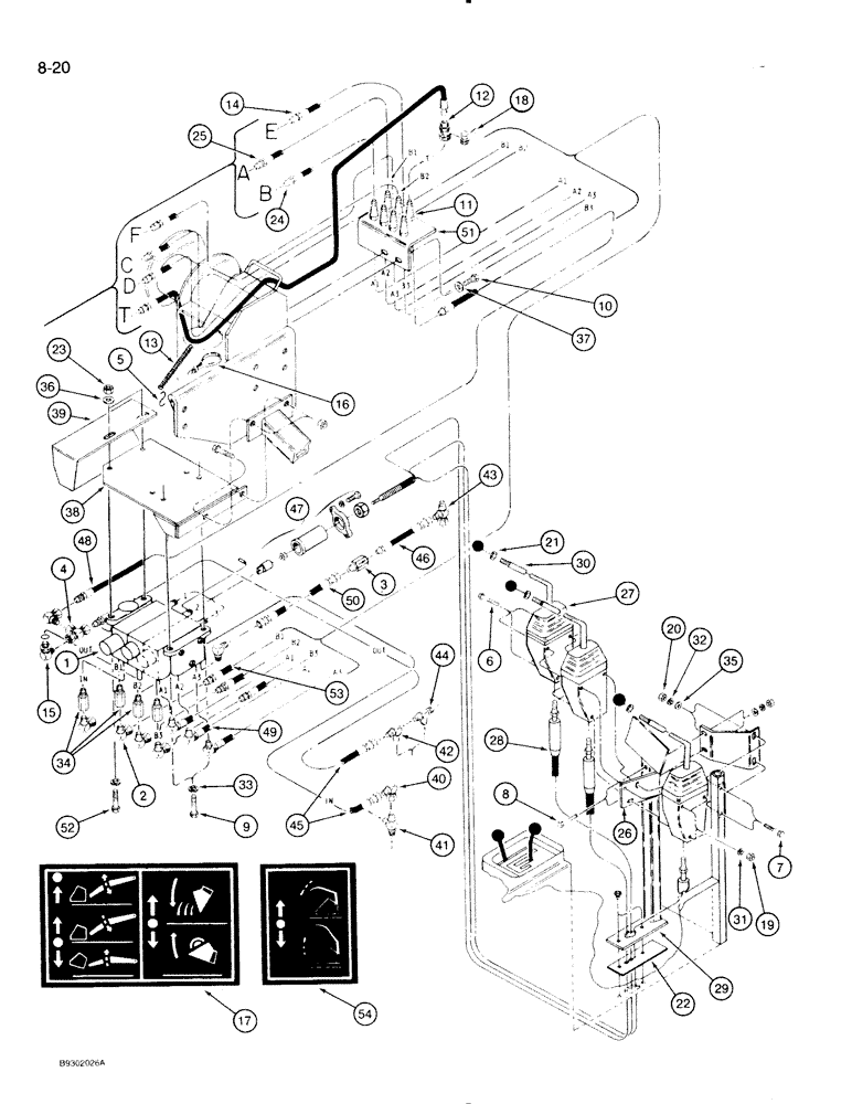 Схема запчастей Case IH 710 - (8-20) - CONTROL VALVE CABLE KIT, THREE SPOOL (08) - HYDRAULICS