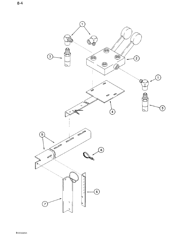 Схема запчастей Case IH 1250 - (8-04) - HYDRAULIC CONTROL VALVE, BACK AUGER, 1250 MACHINES, IF EQUIPPED (07) - HYDRAULICS