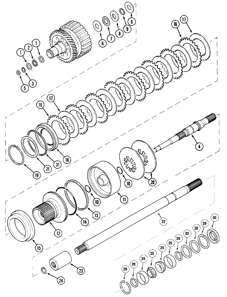Схема запчастей Case IH MX90C - (06-34) - M.F.D. CLUTCH AND DRIVE SHAFTS, MX90C, MX100C (06) - POWER TRAIN