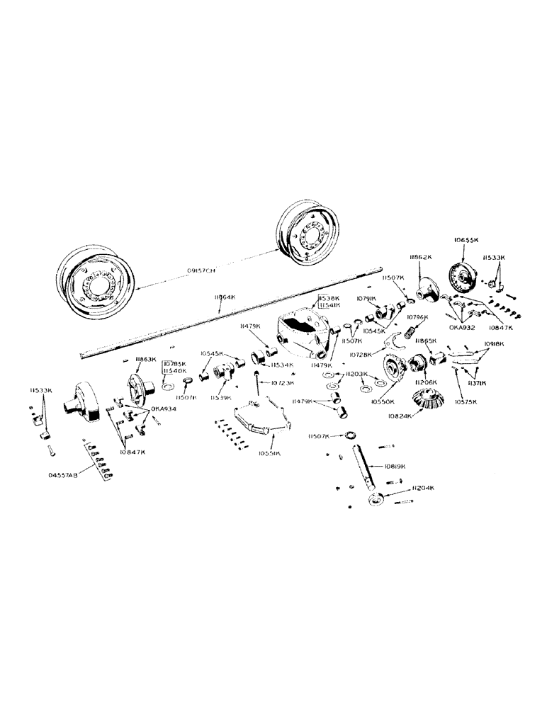 Схема запчастей Case IH 100 - (28) - REAR AXLE WHEELS & GEAR BOX, PIN CONSTRUCTION, 1954 & AFTER 