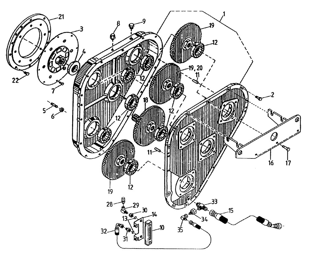 Схема запчастей Case IH 7700 - (C05[15A]) - GEARBOX {L10 FIXED/VARIABLE EXTRACTOR} Engine & Engine Attachments