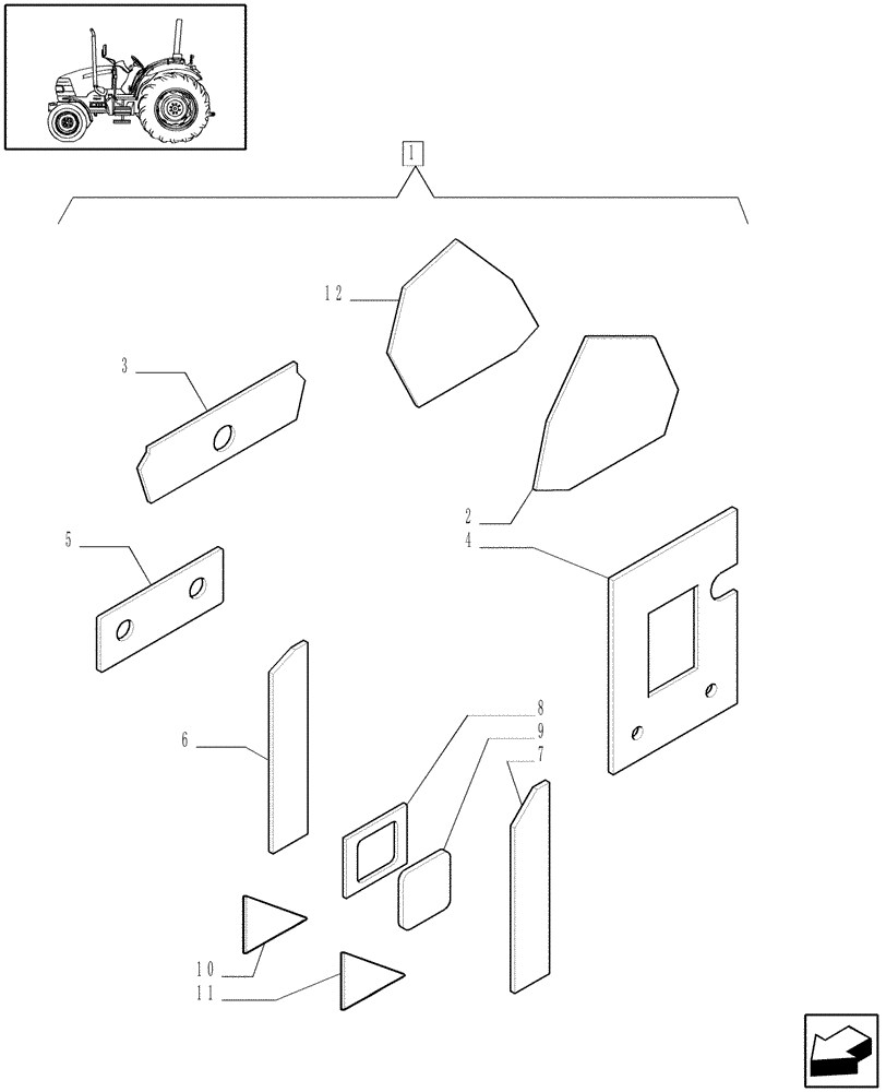 Схема запчастей Case IH JX60 - (1.92.87/07) - (VAR.945) NOISE AND HEAT REDUCTION PACKAGE - INSULATORS - L/CAB (10) - OPERATORS PLATFORM/CAB