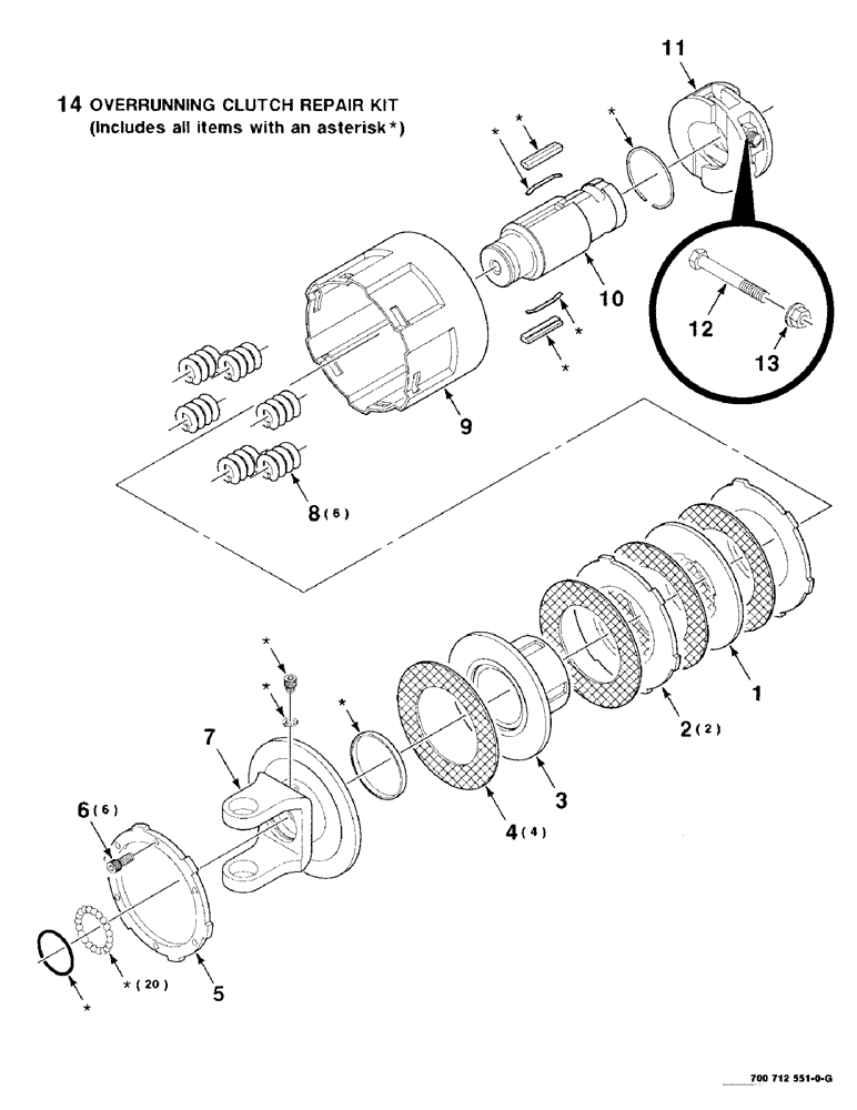 Схема запчастей Case IH 8312 - (2-12) - OVERRUNNING FRICTION CLUTCH ASSEMBLY, 700712551 OVERRUNNING FRICTION CLUTCH COMPLETE (31) - IMPLEMENT POWER TAKE OFF