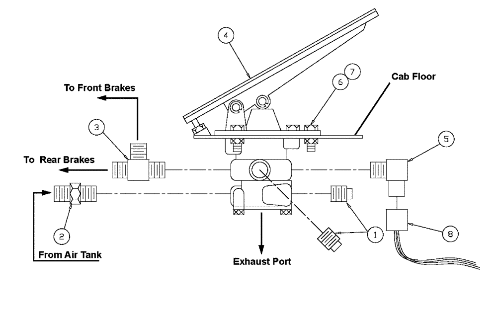 Схема запчастей Case IH FLX3300B - (07-005) - BRAKE PEDAL VALVE GROUP Pneumatics