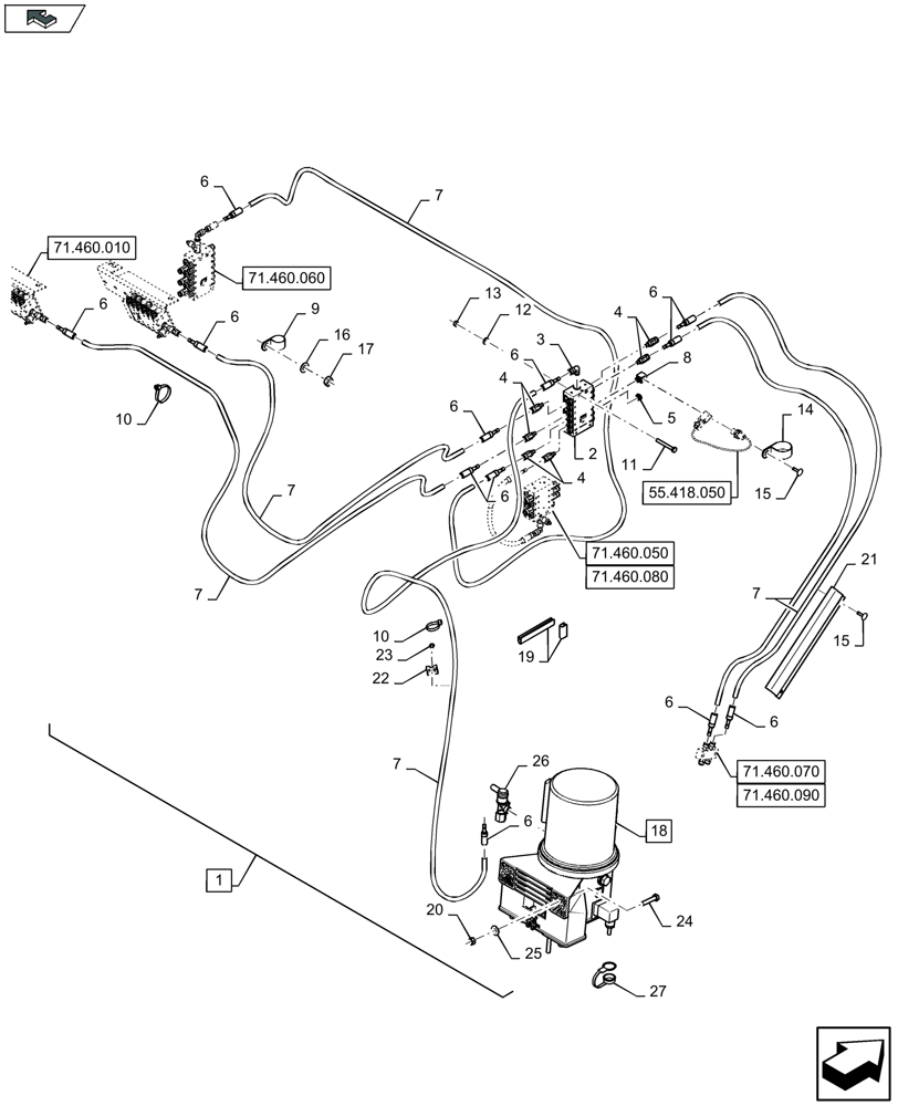 Схема запчастей Case IH LB434S XL - (71.460.030) - AUTOMATIC GREASING PUMP (71) - LUBRICATION SYSTEM