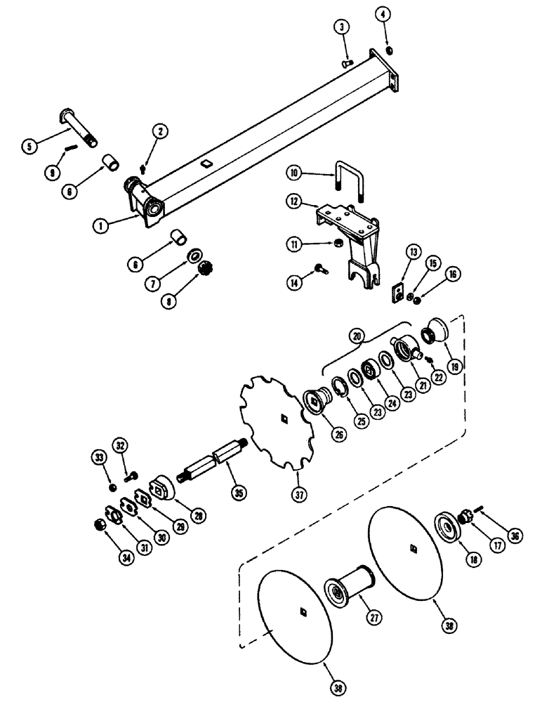 Схема запчастей Case IH E30 - (028) - FRONT RIGHT CENTER GANG, 9 INCH (228.6 MM) SPACING 