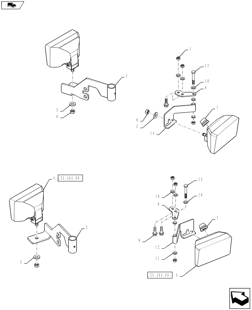 Схема запчастей Case IH TITAN 3530 - (55.404.08) - STANDARD ROOF LIGHTING (55) - ELECTRICAL SYSTEMS