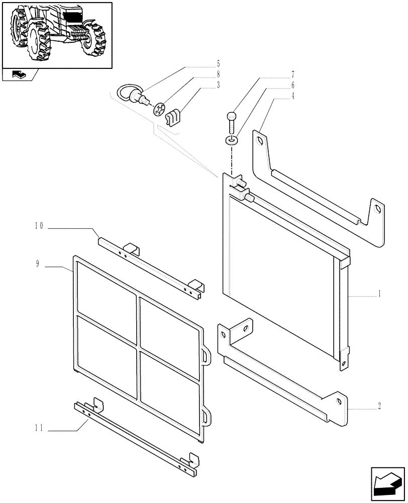 Схема запчастей Case IH FARMALL 95C - (0.88.0[02]) - AIR CONDITIONING UNIT - CONDENSER (VAR.330638-330641) (01) - ENGINE