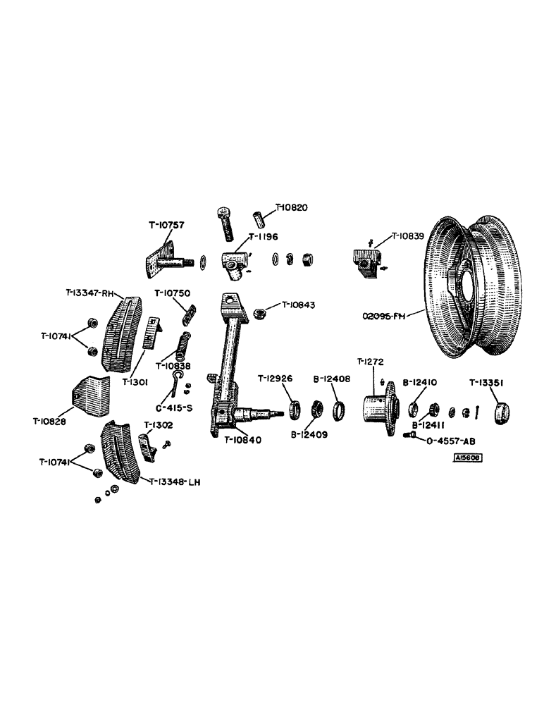 Схема запчастей Case IH T-SERIES - (13) - GAUGE WHEEL ASSEMBLY, 1955 TO 1957 