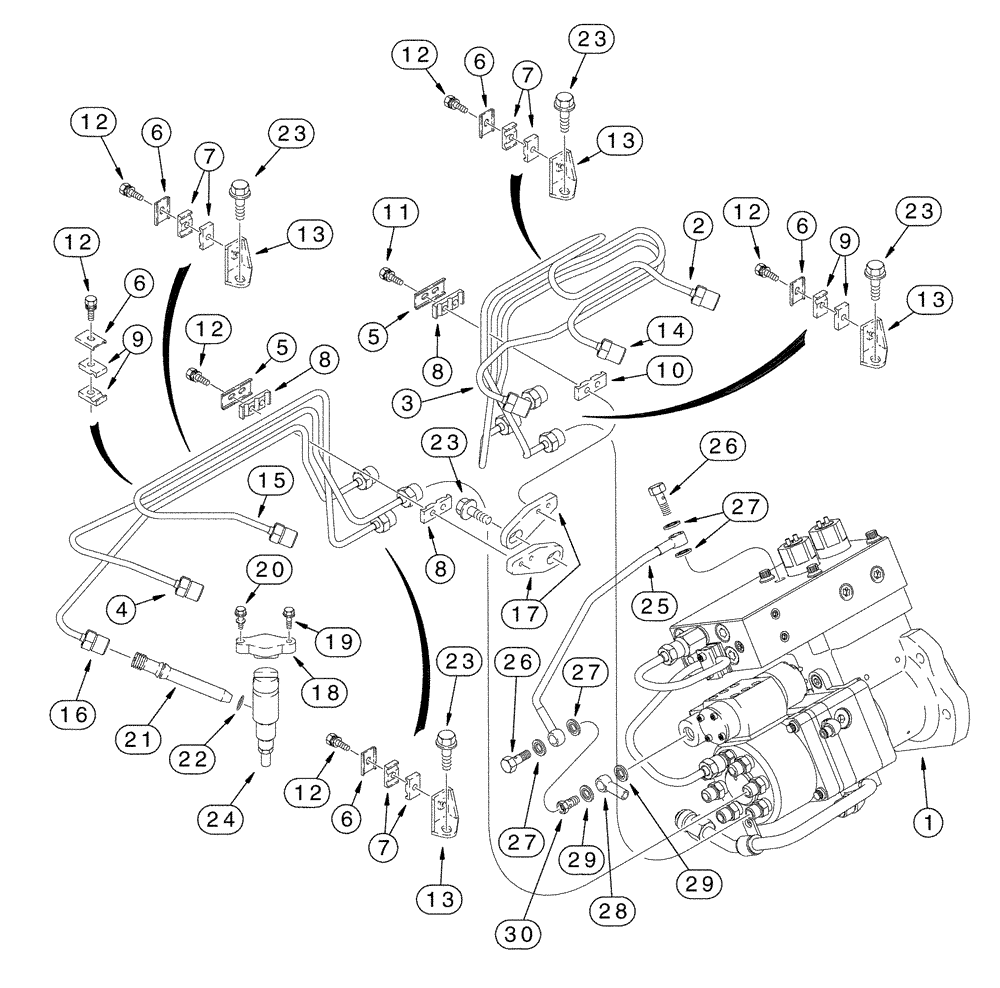 Схема запчастей Case IH FLX3330B - (02-023) - FUEL INJECTION SYSTEM (FLX3300B CASE ENGINE) (01) - ENGINE