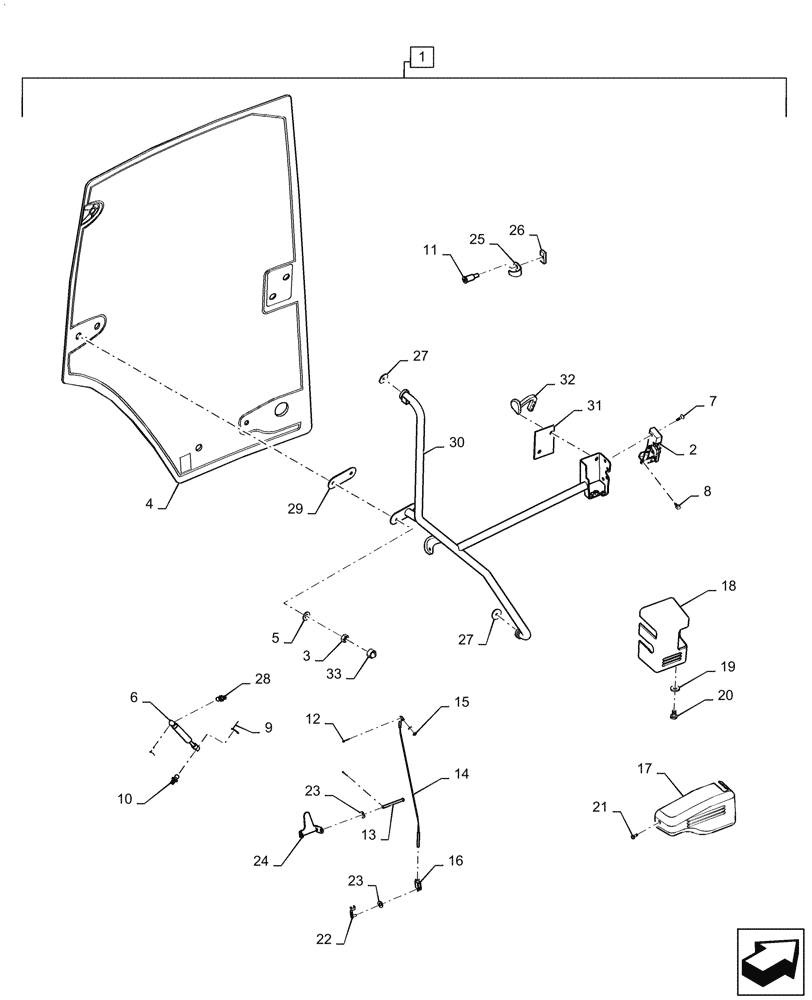 Схема запчастей Case IH MAGNUM 260 - (90.154.AA[02]) - CAB DOOR (90) - PLATFORM, CAB, BODYWORK AND DECALS
