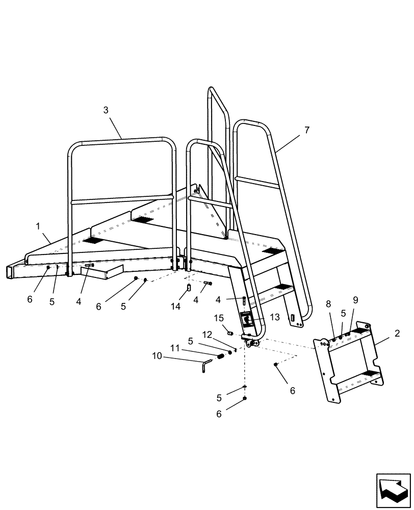 Схема запчастей Case IH 1250 - (80.150.03) - BULK FILL - PLATFORM AND HANDRAIL - 12 ROW AND 16 ROW (80) - CROP STORAGE/UNLOADING