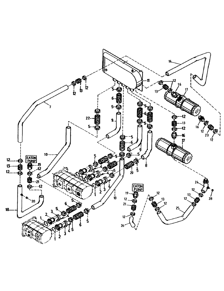 Схема запчастей Case IH 7000 - (B05-20) - HYDRAULIC SUCTION LINES, 108 PRIMARY SECONDARY FIXED EXTRACTOR Hydraulic Components & Circuits