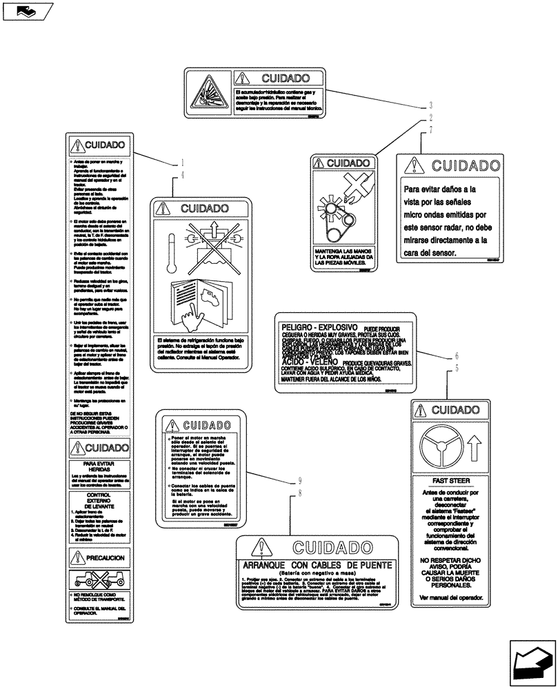 Схема запчастей Case IH PUMA 160 - (90.108.07[01]) - SPANISH DECALS - NORTH AMERICA VERSION (90) - PLATFORM, CAB, BODYWORK AND DECALS
