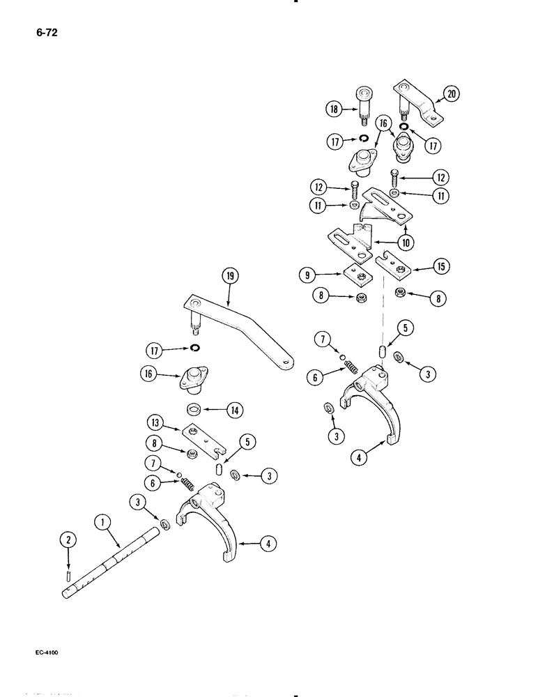 Схема запчастей Case IH 595 - (6-072) - TRANSMISSION SPEED SHIFT CONTROL, INTERNAL, TRACTOR WITH CAB (06) - POWER TRAIN