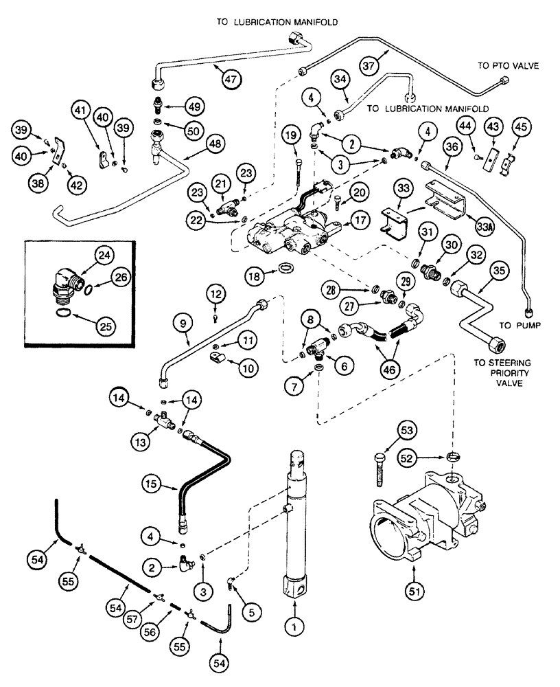 Схема запчастей Case IH 7240 - (8-026) - THREE POINT HITCH HYDRAULICS (08) - HYDRAULICS