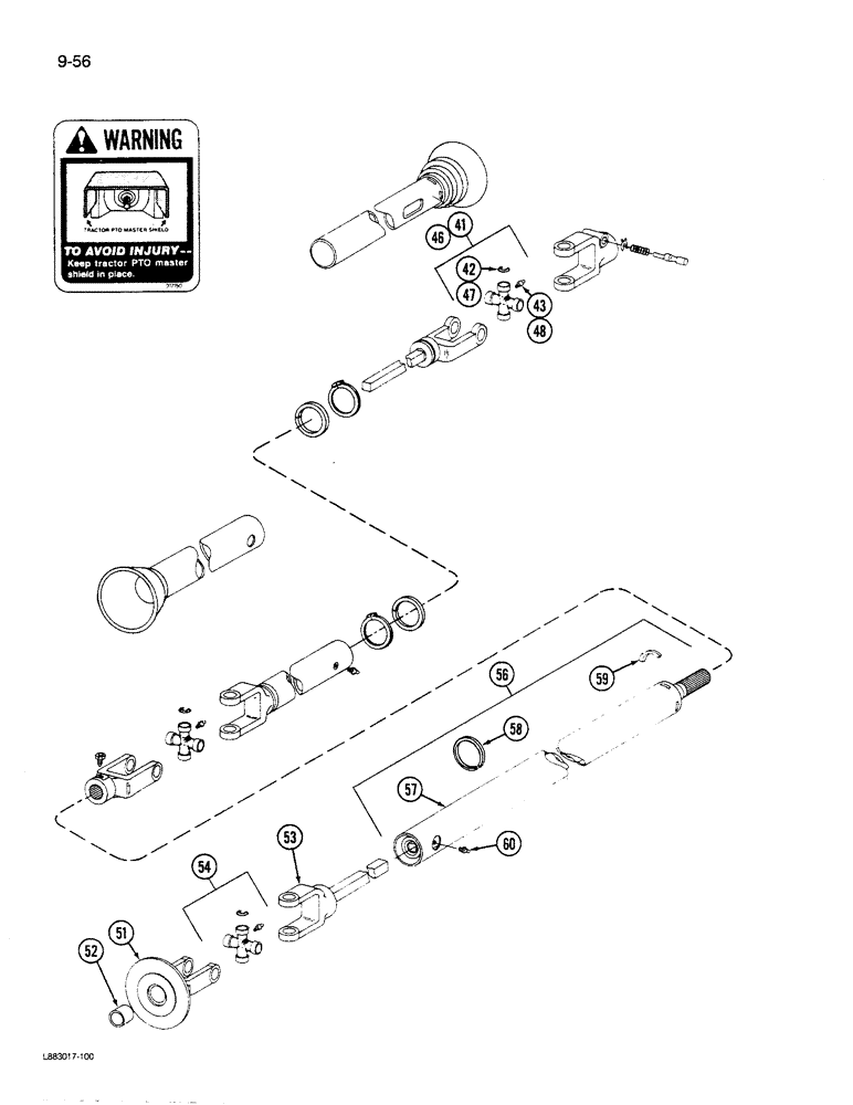 Схема запчастей Case IH 1190 - (9-056) - DRIVE SHAFT, 1190 MOWER CONDITIONER, WEASLER (03) - CHASSIS/MOUNTED EQUIPMENT