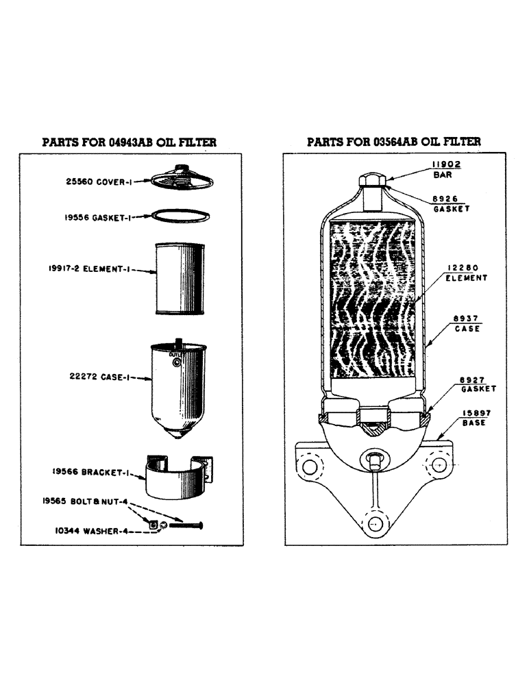 Схема запчастей Case IH LE - (11) - PARTS FOR O4943AB OIL FILTER / PARTS FOR O3564AB OIL FILTER 