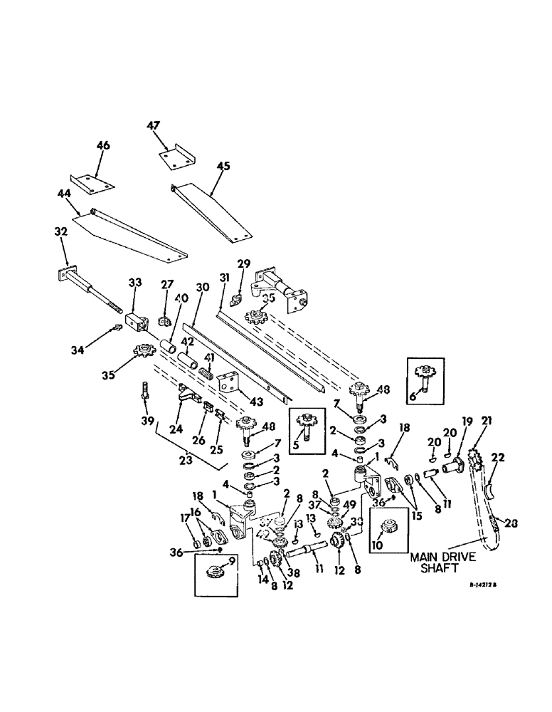 Схема запчастей Case IH 228 - (A-20) - GATHERER DRIVE (58) - ATTACHMENTS/HEADERS