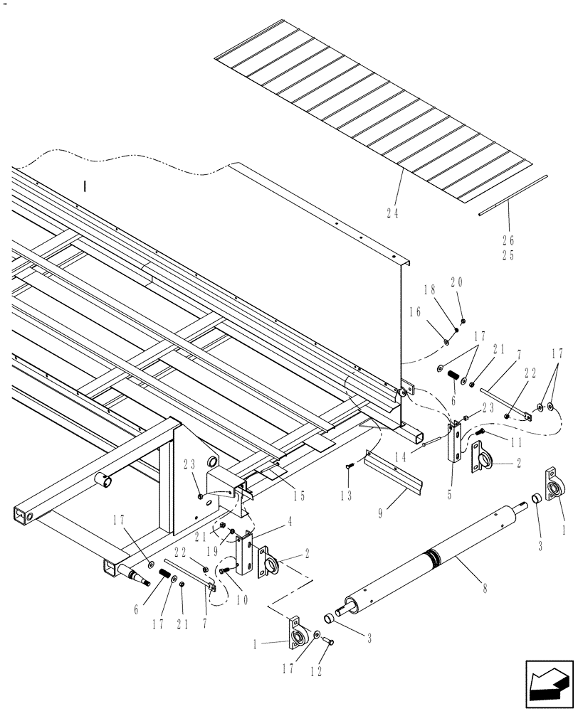 Схема запчастей Case IH CM209 - (60.500.01[02]) - CONVEYOR, LH, MAINFRAME (60) - PRODUCT FEEDING