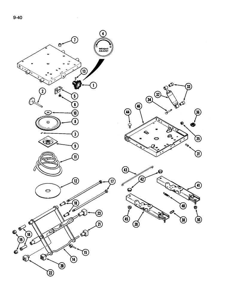 Схема запчастей Case IH 3594 - (9-040) - VINYL SEAT, WITHOUT SWIVEL (09) - CHASSIS/ATTACHMENTS