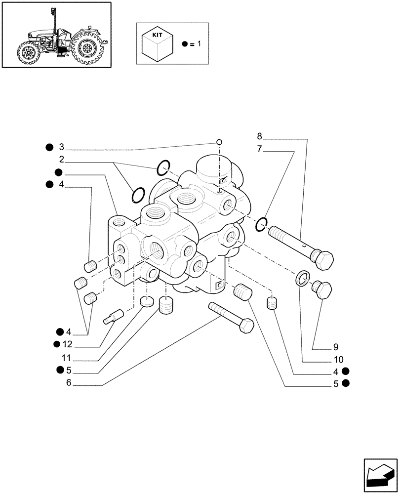 Схема запчастей Case IH JX1075C - (1.33.2/06[03]) - (VAR.326) REAR ELECTROHYDRAULIC DIFF. LOCK - C5737 (04) - FRONT AXLE & STEERING