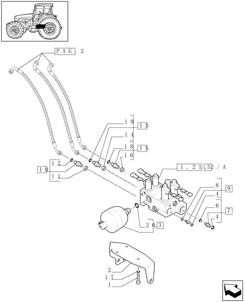 Схема запчастей Case IH MAXXUM 120 - (1.21.2[01]) - 4WD (CL.3) SUSPENDED FRONT AXLE - VALVE SUSPENSION CONTROL - C6385 (VAR.330414-330427) (03) - TRANSMISSION