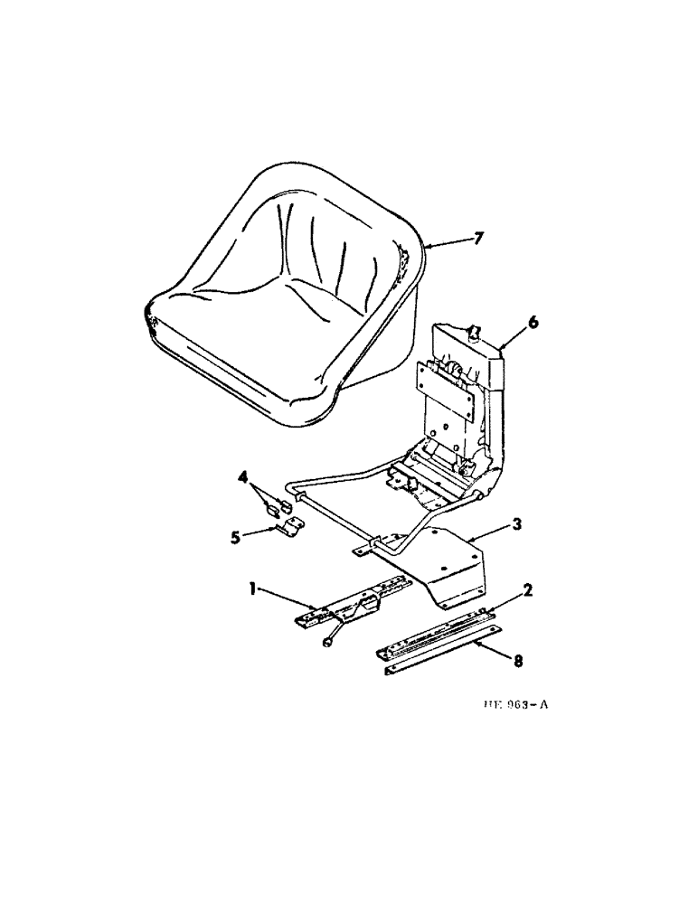 Схема запчастей Case IH 225 - (M-4[A]) - SEAT, OPERATORS PLATFORM AND MISCELLANEOUS, OPERATORS SEAT, BOSTRUM, 1970 AND SINCE (10) - OPERATORS PLATFORM
