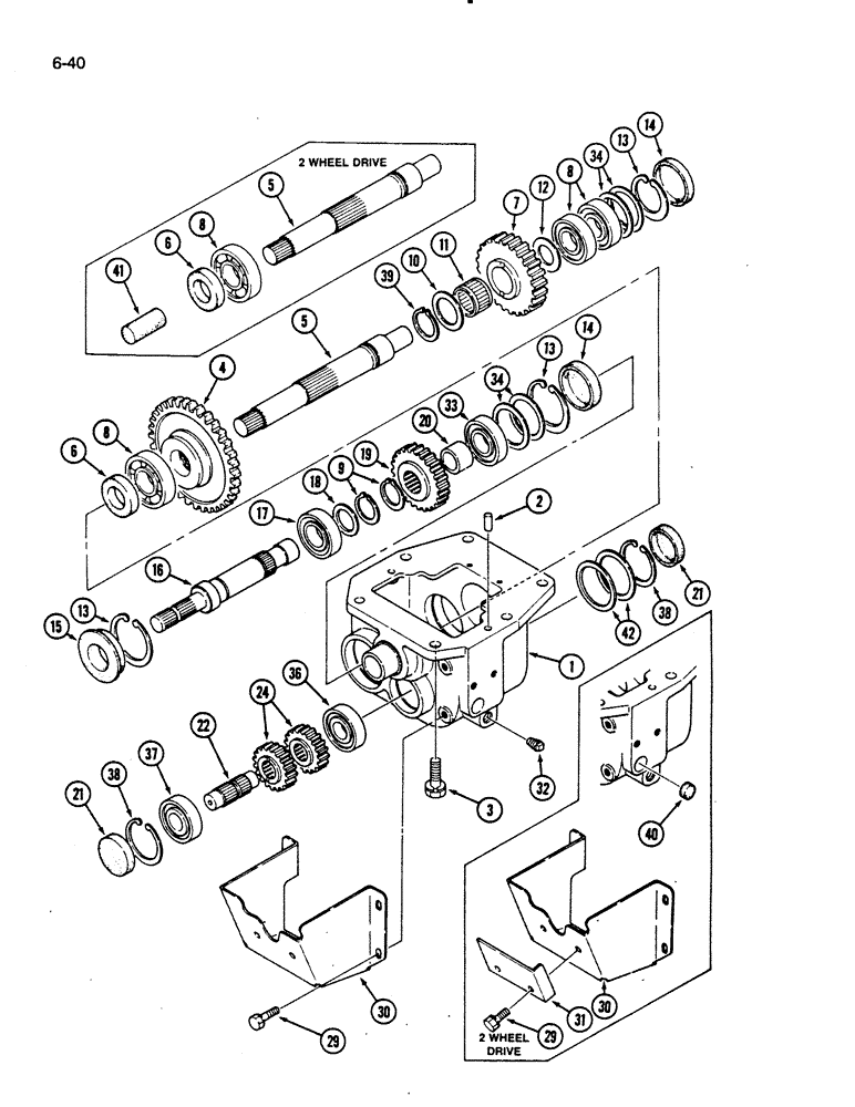 Схема запчастей Case IH 275 - (6-40) - MID PTO, FOR TWO AND FOUR WHEEL DRIVE UNITS (06) - POWER TRAIN
