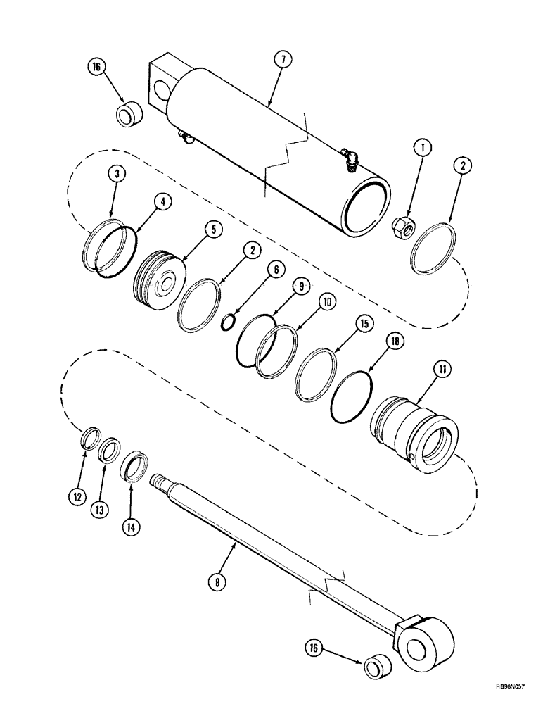 Схема запчастей Case IH L500 - (8-074) - CYLINDER ASSY - LIFT (L500), 73.5 MM (3 IN) ID X 524 MM(21.39 IN) STRK (08) - HYDRAULICS