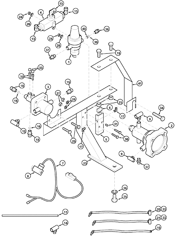 Схема запчастей Case IH MX120 - (07-15) - PNEUMATIC TRAILER BRAKE VALVES AND MOUNTING (07) - BRAKES