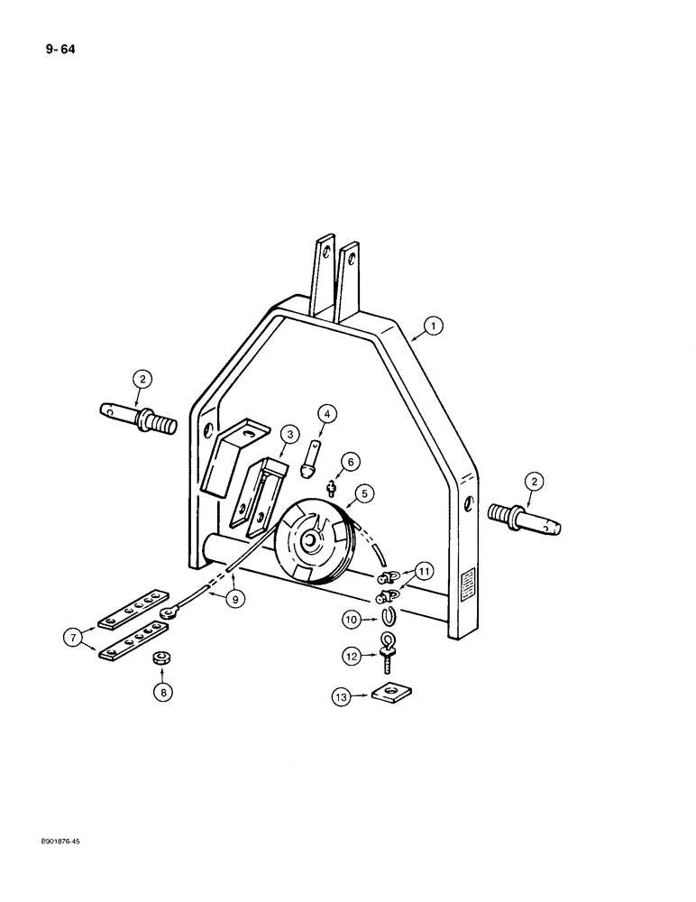 Схема запчастей Case IH 1300 - (9-64) - THREE POINT HITCH WITH PULLEY, 1300 MOWER (09) - CHASSIS/ATTACHMENTS