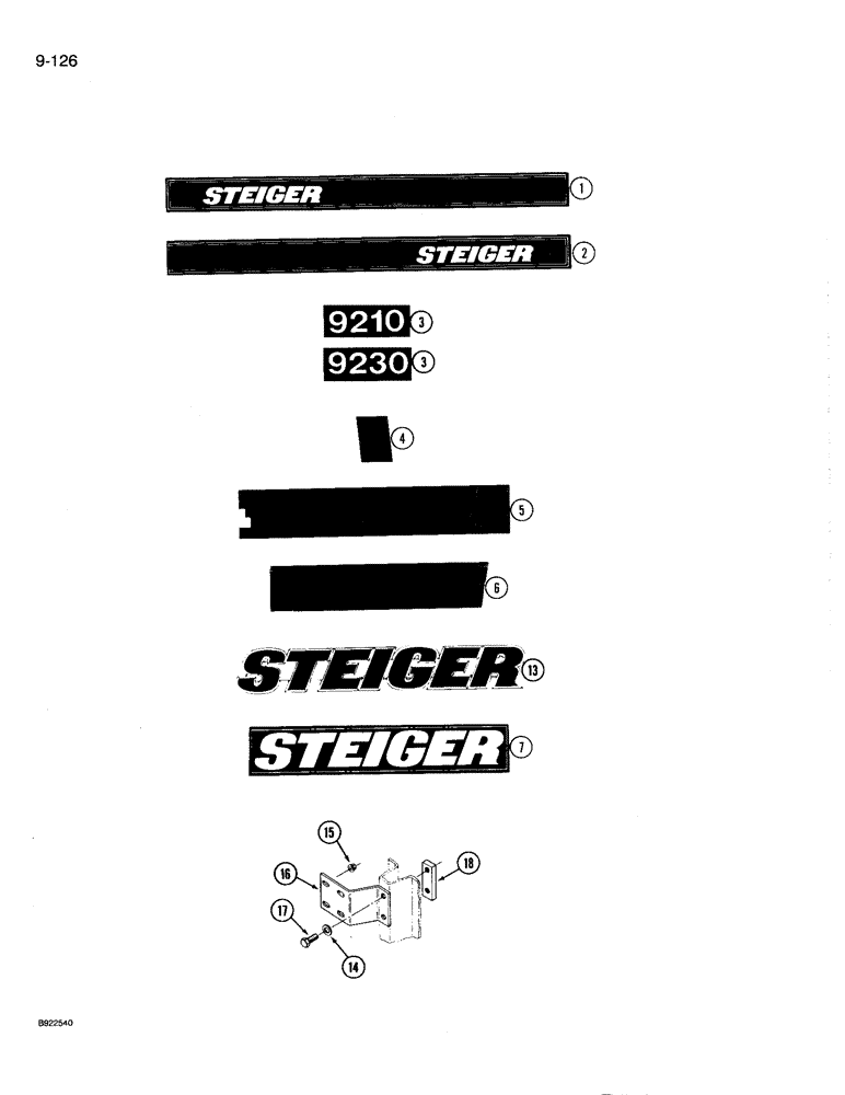 Схема запчастей Case IH 9230 - (9-126) - DECALS (09) - CHASSIS/ATTACHMENTS