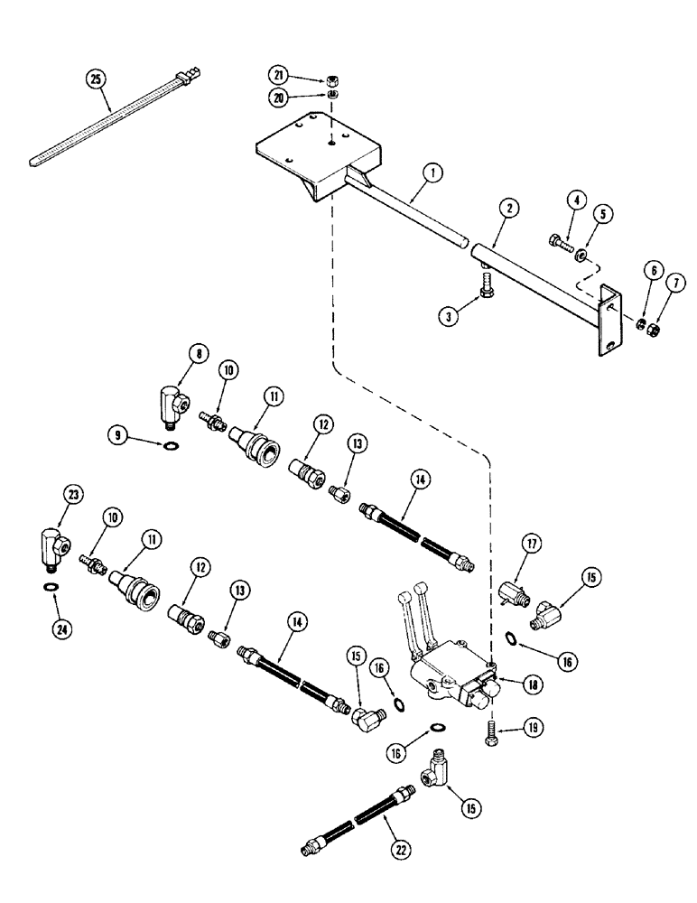 Схема запчастей Case IH 65 - (23C) - TWO SPOOL CONTROL VALVE AND HOSES, USED 1978 AND AFTER (35) - HYDRAULIC SYSTEMS