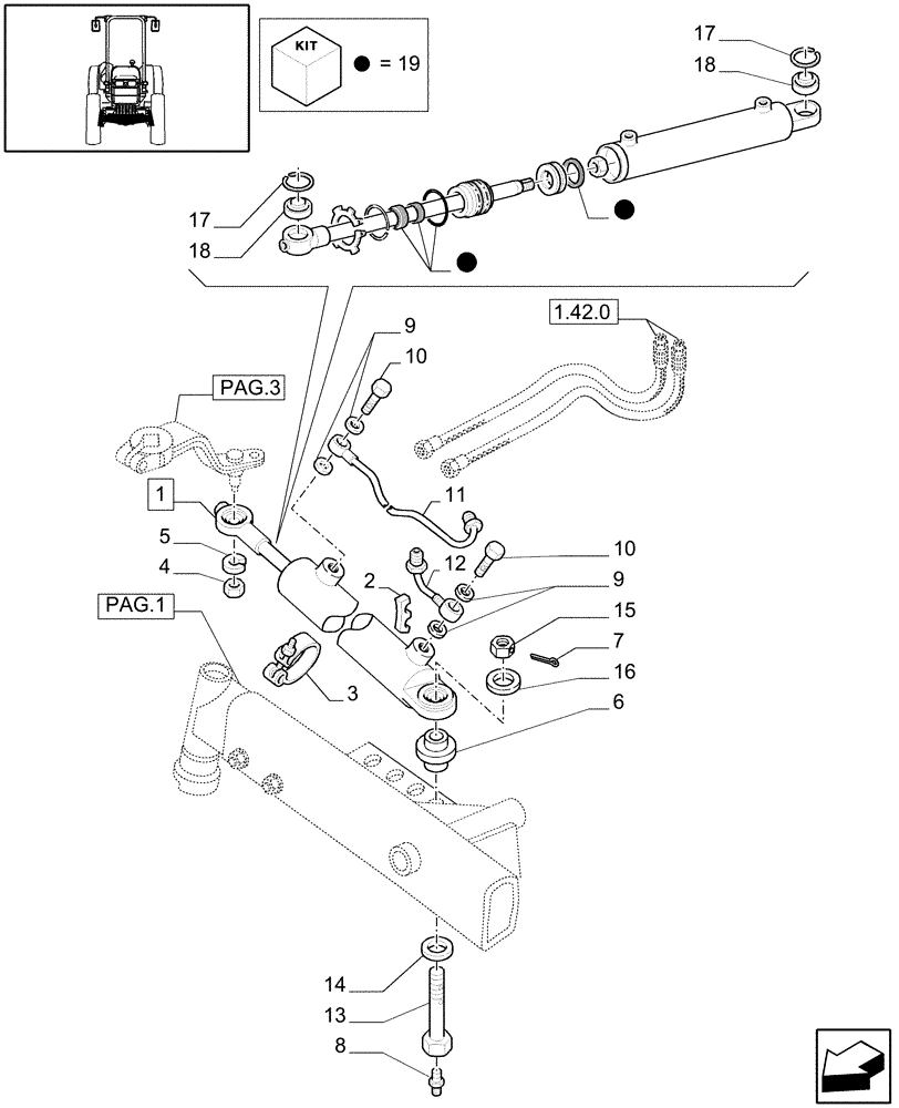 Схема запчастей Case IH JX1085C - (1.41.0[04]) - 2WD FRONT AXLE - STEERING KNUCKLE - HUB (04) - FRONT AXLE & STEERING