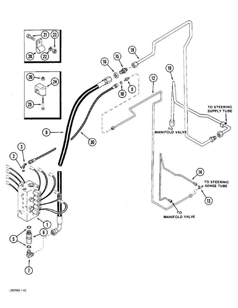 Схема запчастей Case IH 1822 - (8-58) - BASKET MANIFOLD VALVE SUPPLY AND SENSE SYSTEM, 1822 COTTON PICKER (07) - HYDRAULICS