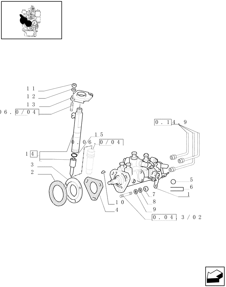 Схема запчастей Case IH JX60 - (0.14.0/04[01]) - (VAR.319-747) TTF ENGINE TIER2 - INJECTION PUMP (01) - ENGINE