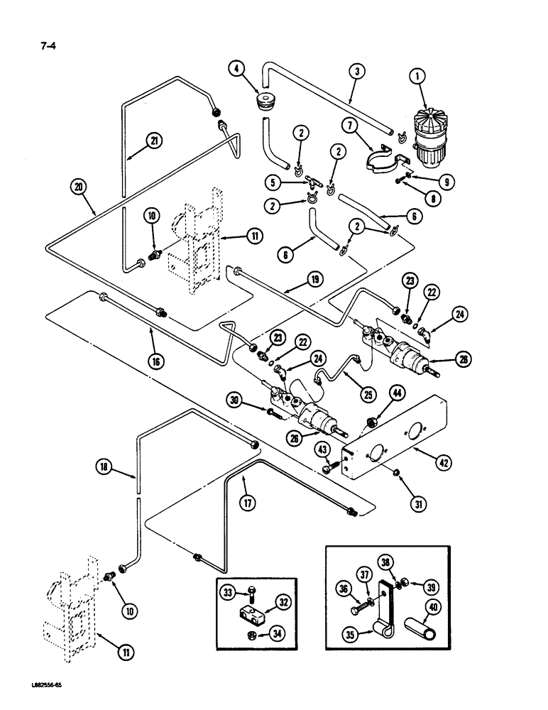 Схема запчастей Case IH 1822 - (7-04) - MASTER BRAKE CYLINDERS RESERVOIR, CONNECTIONS AND MOUNTING (5.1) - BRAKES