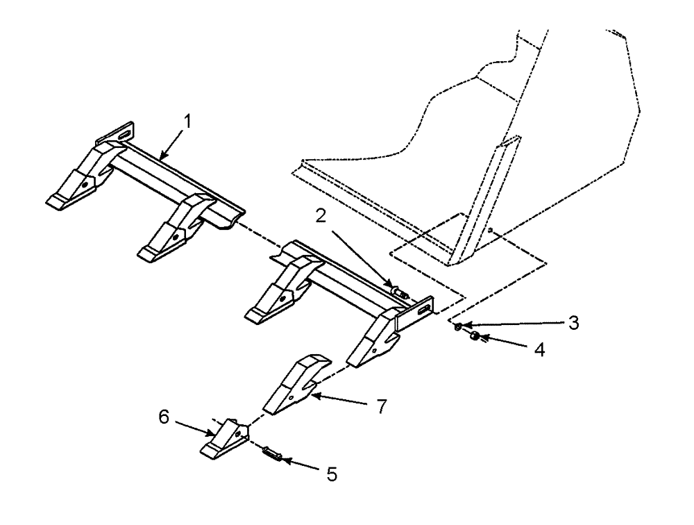 Схема запчастей Case IH LX146 - (018) - TOOTH BAR (82) - FRONT LOADER & BUCKET
