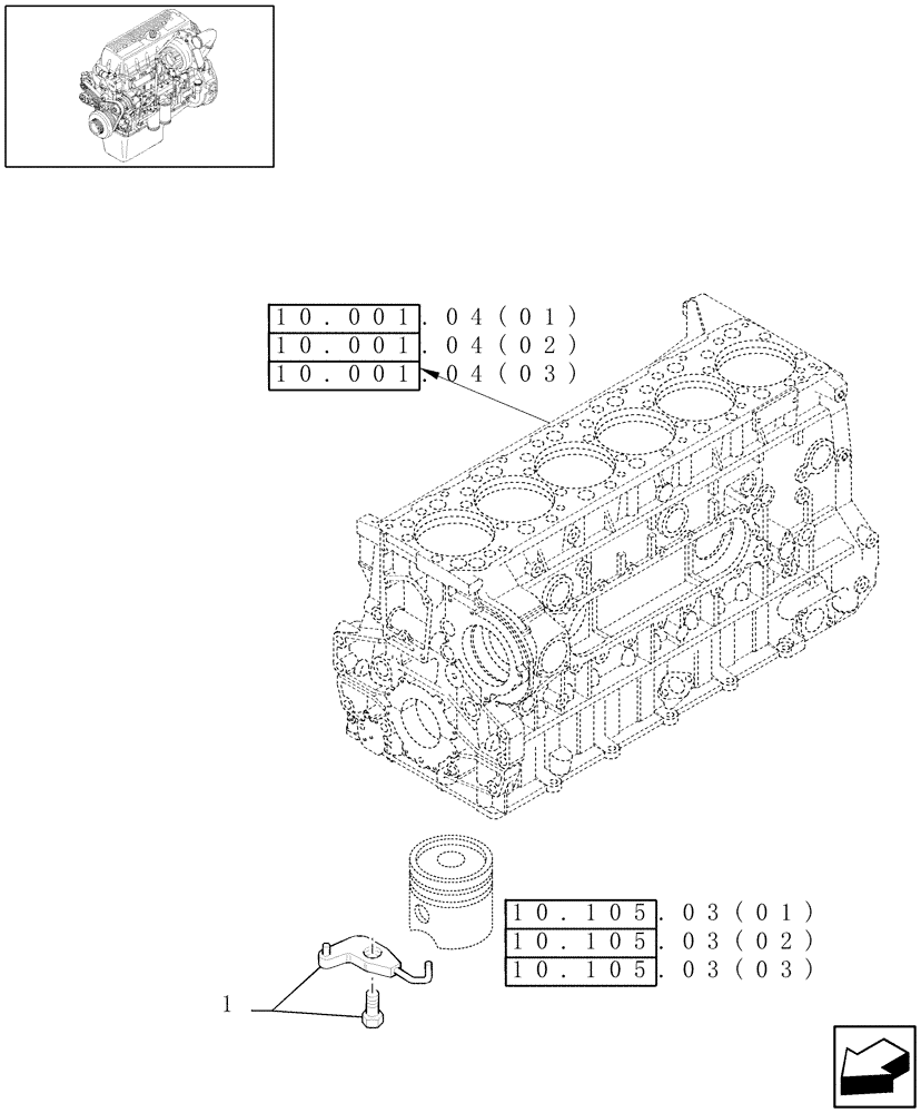 Схема запчастей Case IH 9010 - (10.001.02[03]) - CYLINDER BARREL LUBRICATION NOZZLE - 9010 (10) - ENGINE
