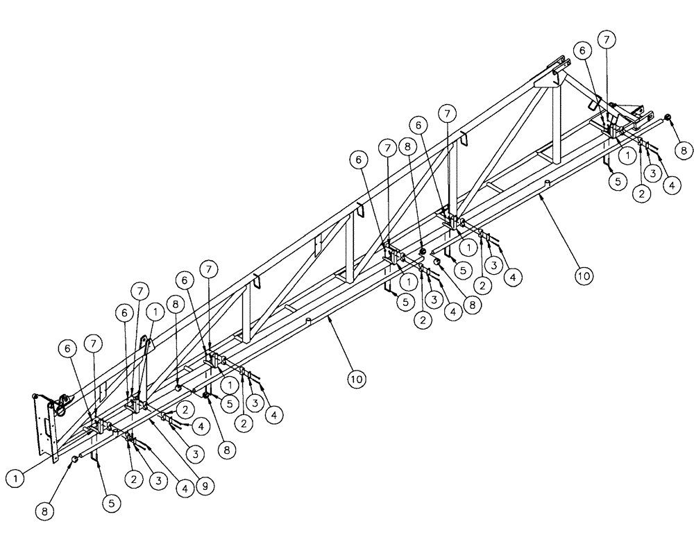 Схема запчастей Case IH SPX4410 - (09-030) - NOZZLE SPACING GROUP, 5 SECTION MID, 20/30" ON CENTER PLBG Liquid Plumbing