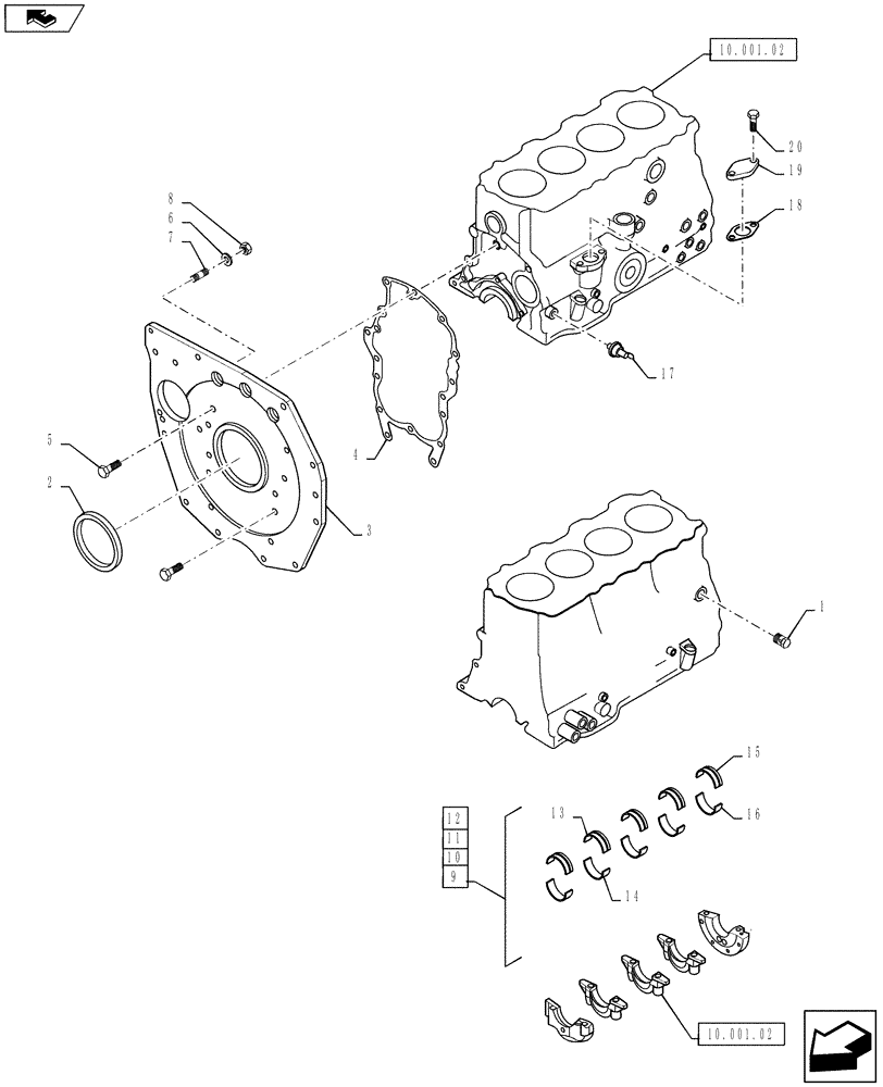 Схема запчастей Case IH FARMALL 40B - (10.001.05) - MAIN BEARING SET (10) - ENGINE
