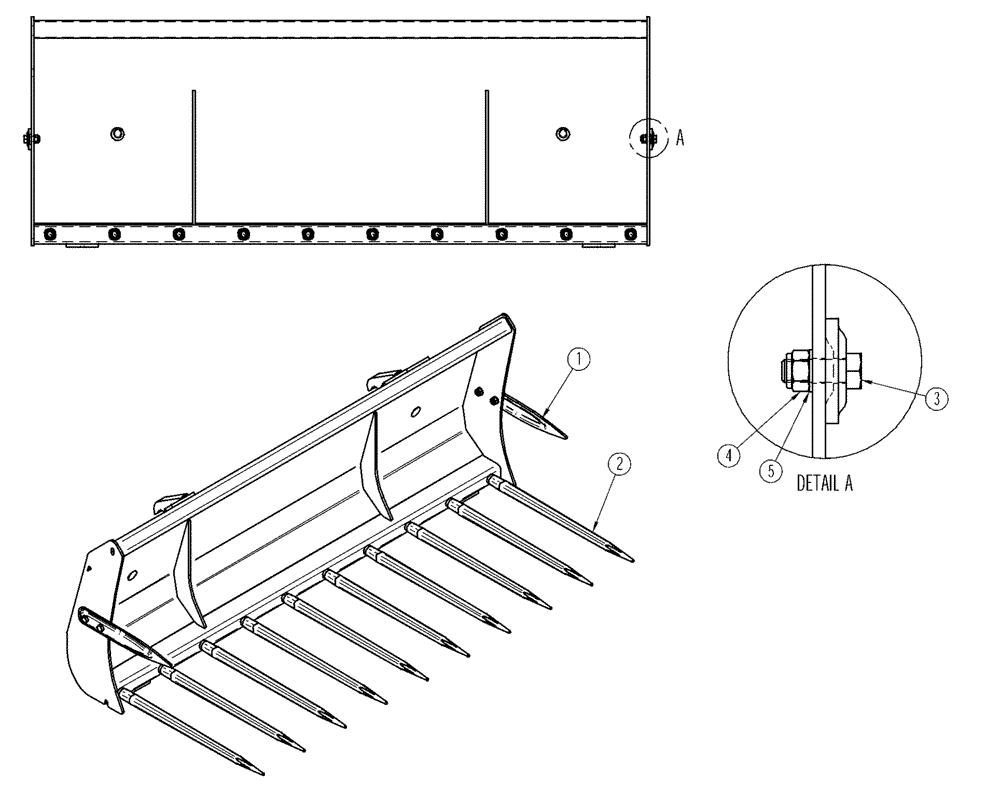 Схема запчастей Case IH L740 - (82.300.AQ[25]) - VAR - 717440006 - MANURE FORK 190 (82) - FRONT LOADER & BUCKET